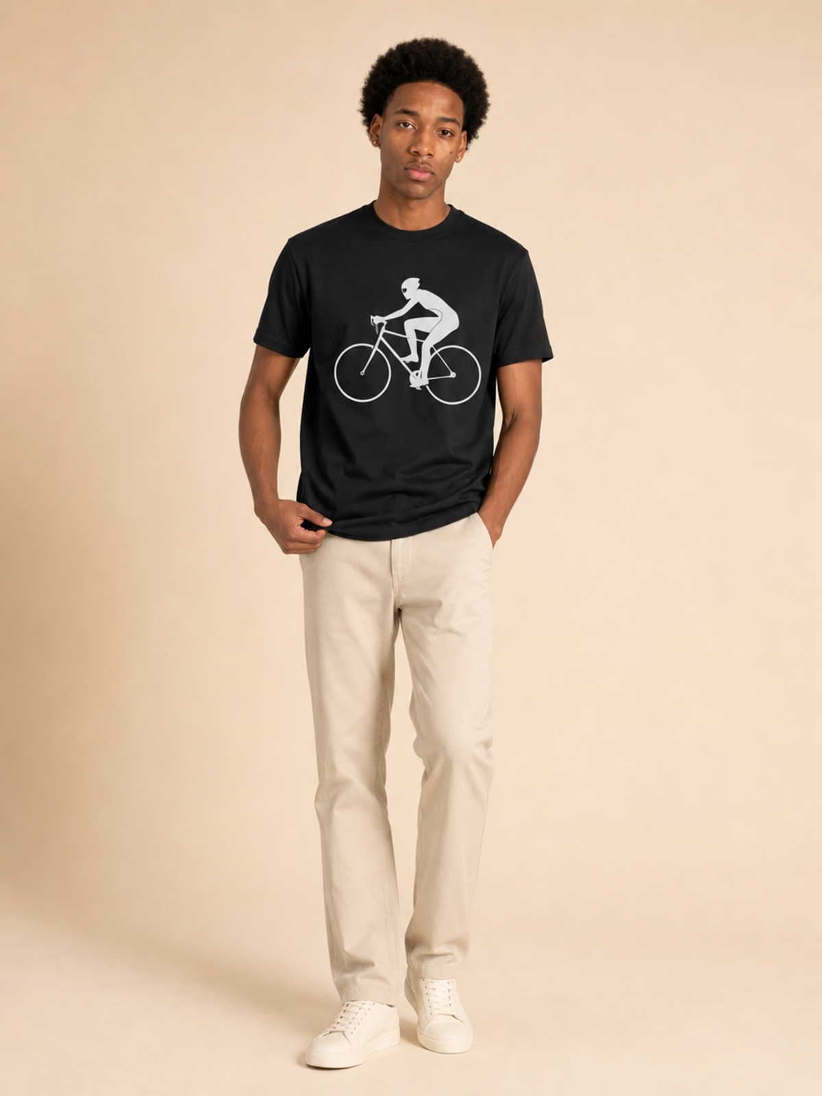 Minimalist Cyclist Graphic Tee - Charcoal Grey | Premium Streetwear Apparel