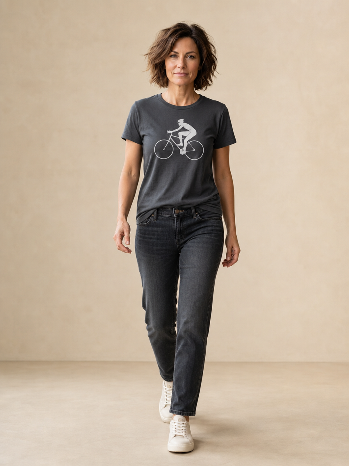 Minimalist Cyclist Graphic Tee - Charcoal Grey | Premium Streetwear Apparel
