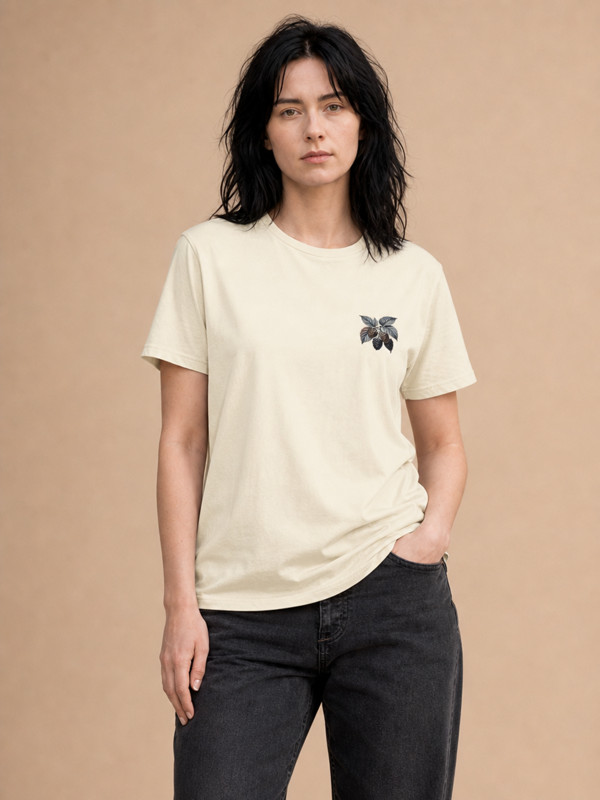 Botanical Blackberry Pocket Graphic Tee - Natural | Premium Streetwear Apparel
